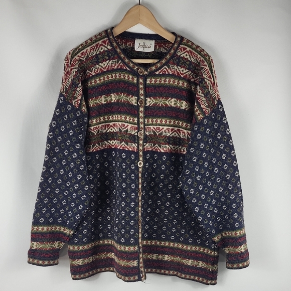 Vintage Oversized Wool Cardigan Canada Made - Picture 1 of 6